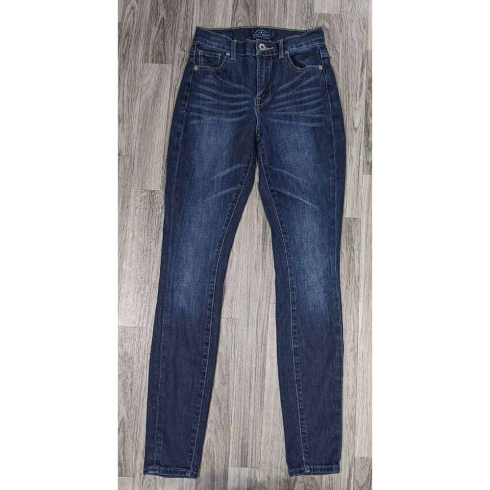 Lucky‎ Brand Womens Size 00 / 24 Olivia Skinny Whiskered Denim Blue Jeans
